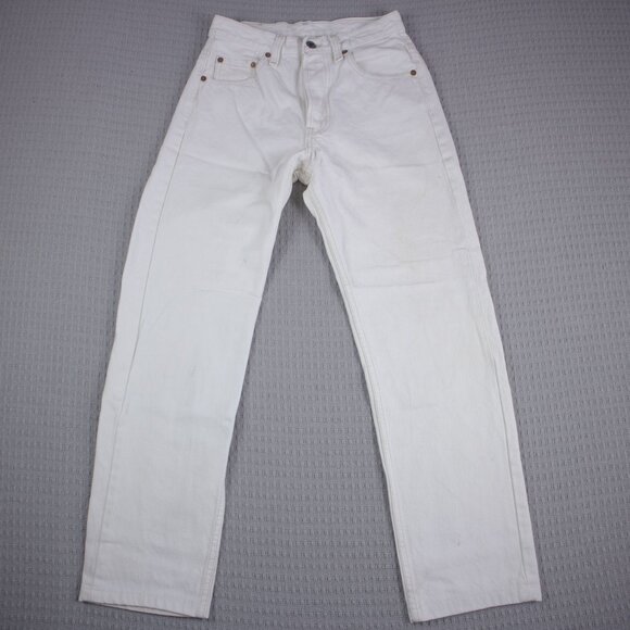 Levi's 501 White Thrashed 2000s Vintage Jeans 28x32 - Picture 2 of 8